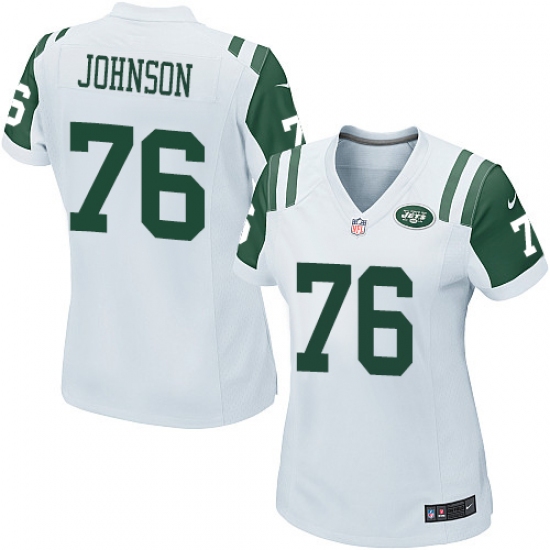 Women's Nike New York Jets 76 Wesley Johnson Game White NFL Jersey