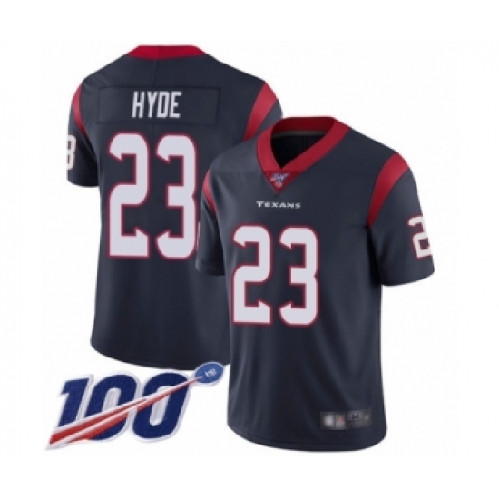 Youth Houston Texans 23 Carlos Hyde Navy Blue Team Color Vapor Untouchable Limited Player 100th Season Football Jersey