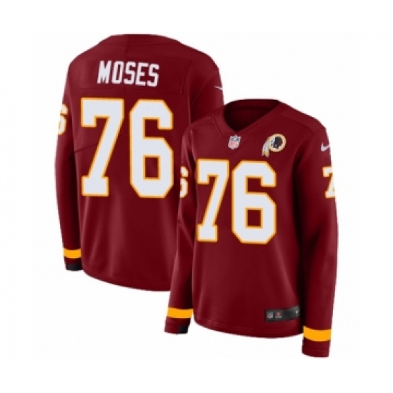 Women's Nike Washington Redskins 76 Morgan Moses Limited Burgundy Therma Long Sleeve NFL Jersey