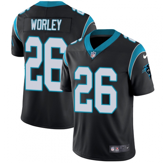 Men's Nike Carolina Panthers 26 Daryl Worley Black Team Color Vapor Untouchable Limited Player NFL Jersey