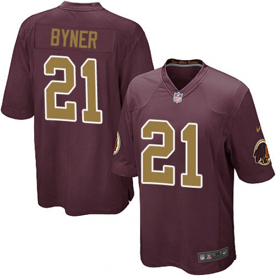 Men's Nike Washington Redskins 21 Earnest Byner Game Burgundy Red/Gold Number Alternate 80TH Anniversary NFL Jersey