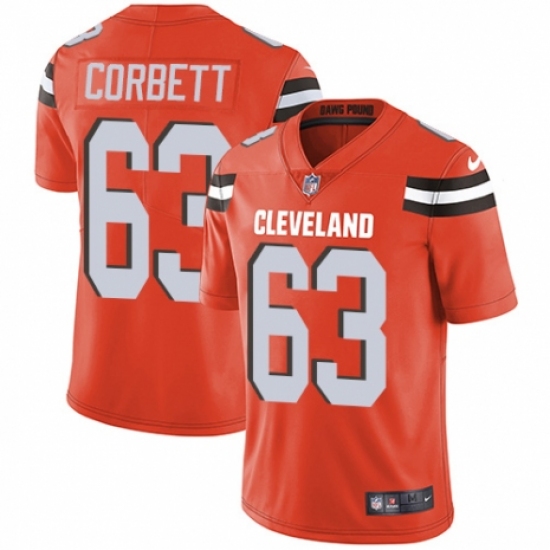 Youth Nike Cleveland Browns 63 Austin Corbett Orange Alternate Vapor Untouchable Limited Player NFL Jersey