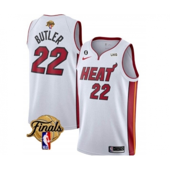 Men's Miami Heat 22 Jimmy Butler White 2023 Finals Association Edition With NO.6 Stitched Basketball Jersey