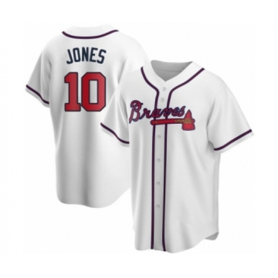 Men's Chipper Jones 10 Atlanta Braves White Replica Home Jersey