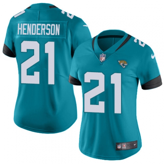 Women's Jacksonville Jaguars 21 C.J. Henderson Teal Green Alternate Stitched Vapor Untouchable Limited Jersey