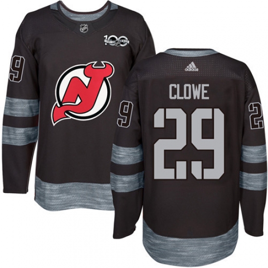 Men's Adidas New Jersey Devils 29 Ryane Clowe Authentic Black 1917-2017 100th Anniversary NHL Jersey