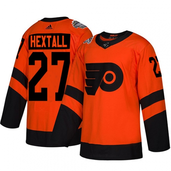 Men's Adidas Philadelphia Flyers 27 Ron Hextall Orange Authentic 2019 Stadium Series Stitched NHL Jersey