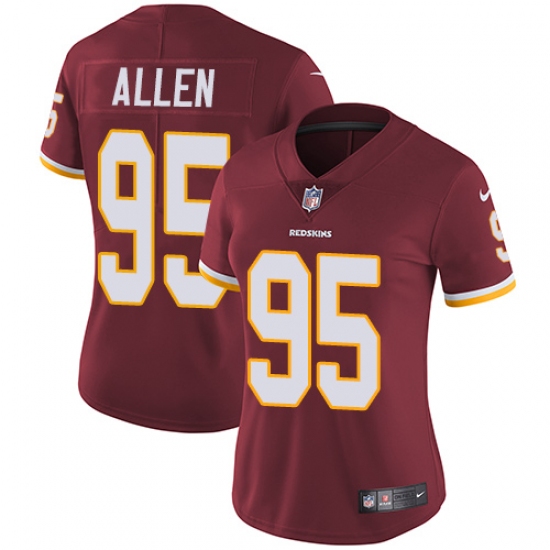 Women's Nike Washington Redskins 95 Jonathan Allen Elite Burgundy Red Team Color NFL Jersey