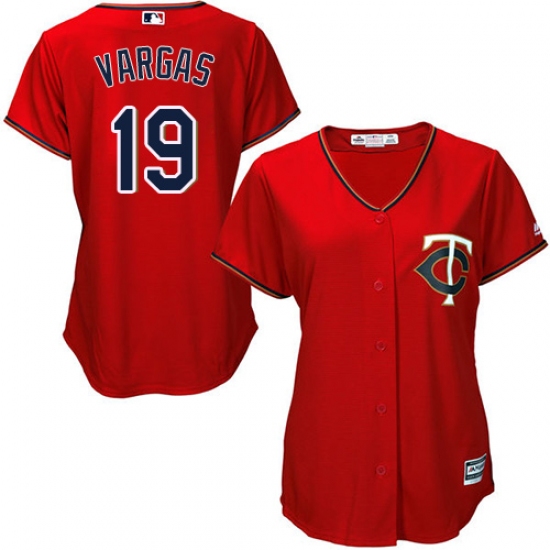 Women's Majestic Minnesota Twins 19 Kennys Vargas Authentic Scarlet Alternate Cool Base MLB Jersey