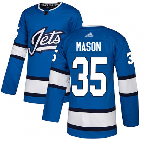 Youth Adidas Winnipeg Jets 35 Steve Mason Authentic Blue Alternate NHL Jersey