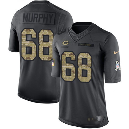 Youth Nike Green Bay Packers 68 Kyle Murphy Limited Black 2016 Salute to Service NFL Jersey