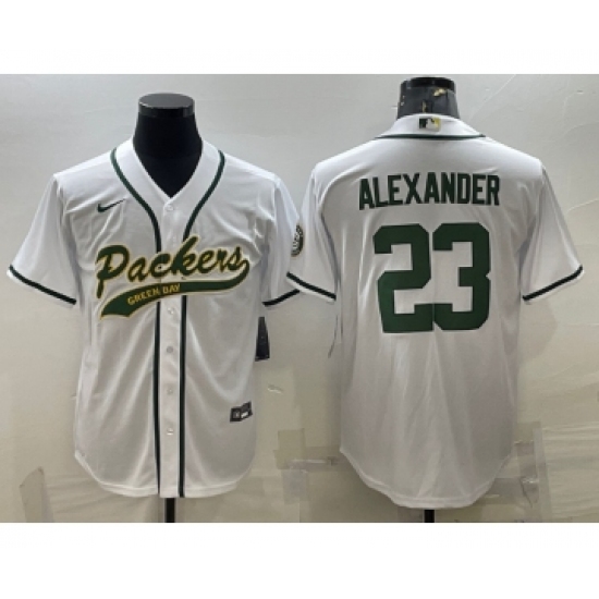 Men's Green Bay Packers 23 Jaire Alexander White With Patch Cool Base Stitched Baseball Jersey