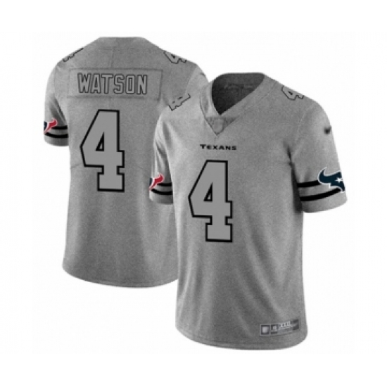 Men's Houston Texans 4 Deshaun Watson Limited Gray Team Logo Gridiron Football Jersey