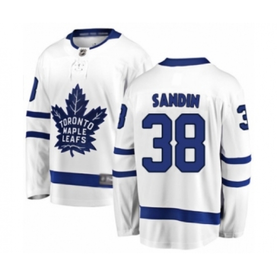 Men's Toronto Maple Leafs 38 Rasmus Sandin Authentic White Away Fanatics Branded Breakaway Hockey Jersey