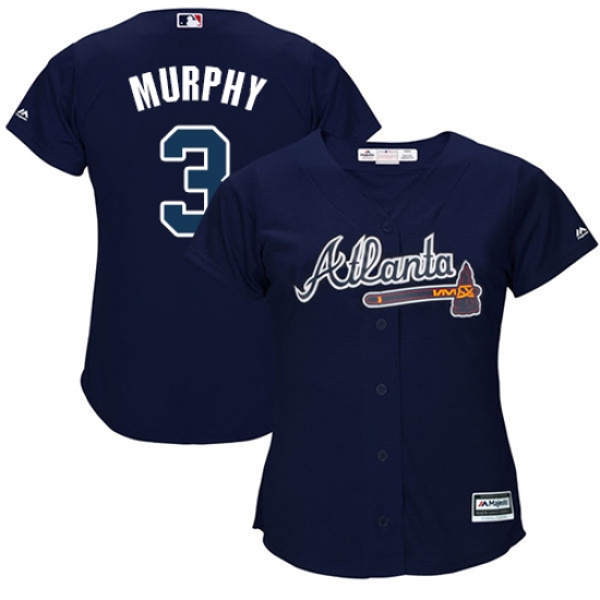 Women's Majestic Atlanta Braves 3 Dale Murphy Authentic Blue Alternate Road Cool Base MLB Jersey