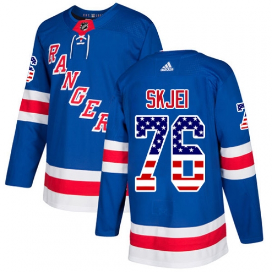 Youth Adidas New York Rangers 76 Brady Skjei Authentic Royal Blue USA Flag Fashion NHL Jersey