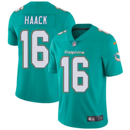 Youth Nike Miami Dolphins 16 Matt Haack Aqua Green Team Color Vapor Untouchable Limited Player NFL Jersey