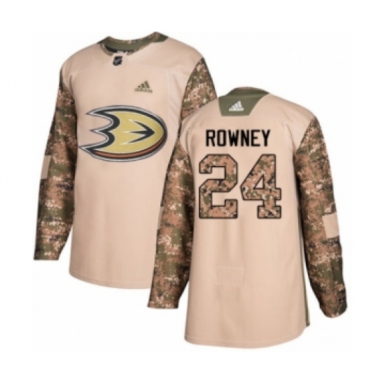 Men's Adidas Anaheim Ducks 24 Carter Rowney Authentic Camo Veterans Day Practice NHL Jersey