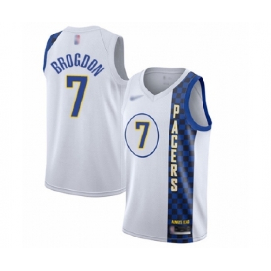 Women's Indiana Pacers 7 Malcolm Brogdon Swingman White Basketball Jersey - 2019 20 City Edition