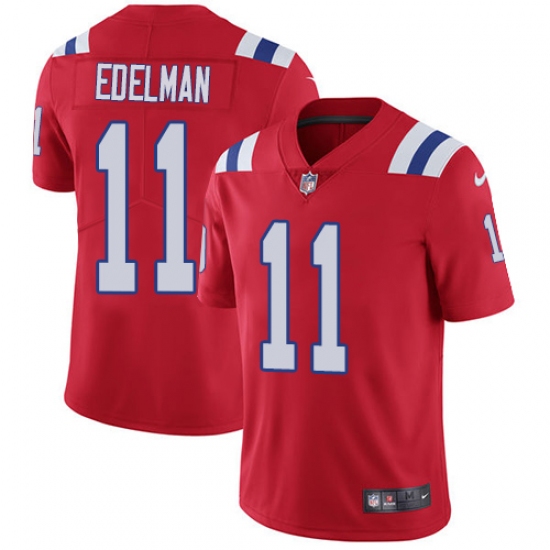 Men's Nike New England Patriots 11 Julian Edelman Red Alternate Vapor Untouchable Limited Player NFL Jersey