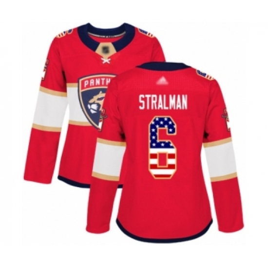 Women's Florida Panthers 6 Anton Stralman Authentic Red USA Flag Fashion Hockey Jersey