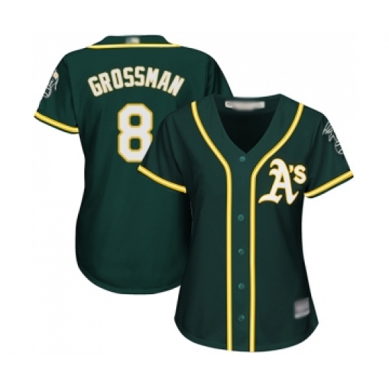 Women's Oakland Athletics 8 Robbie Grossman Replica Green Alternate 1 Cool Base Baseball Jersey