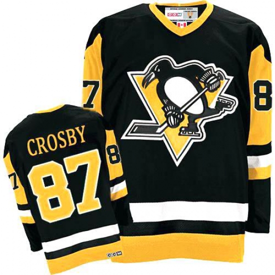 Men's CCM Pittsburgh Penguins 87 Sidney Crosby Premier Black Throwback NHL Jersey