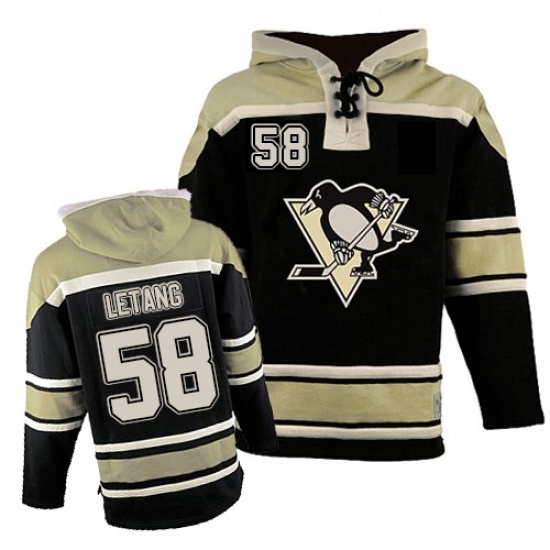 Men's Old Time Hockey Pittsburgh Penguins 58 Kris Letang Authentic Black Sawyer Hooded Sweatshirt NHL Jersey