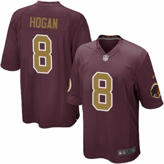 Men's Nike Washington Redskins 8 Kevin Hogan Game Burgundy Red/Gold Number Alternate 80TH Anniversary NFL Jersey