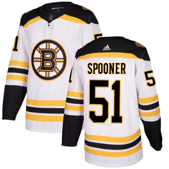 Youth Adidas Boston Bruins 51 Ryan Spooner Authentic White Away NHL Jersey