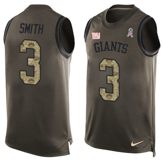 Men's Nike New York Giants 3 Geno Smith Limited Green Salute to Service Tank Top NFL Jersey