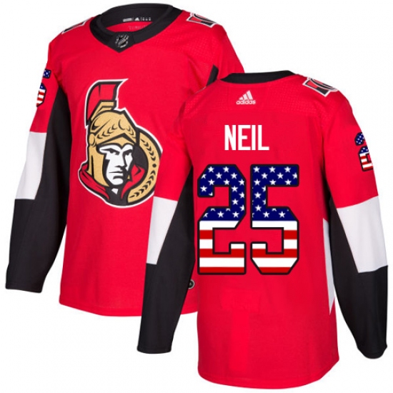 Men's Adidas Ottawa Senators 25 Chris Neil Authentic Red USA Flag Fashion NHL Jersey