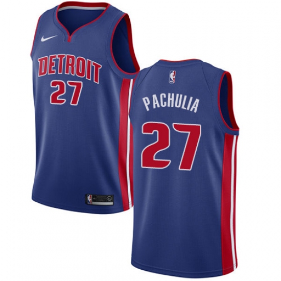 Women's Nike Detroit Pistons 27 Zaza Pachulia Swingman Royal Blue NBA Jersey - Icon Edition