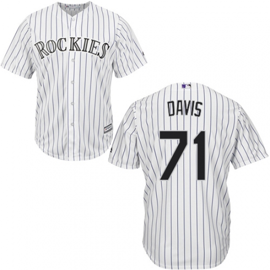 Men's Majestic Colorado Rockies 71 Wade Davis Replica White Home Cool Base MLB Jersey