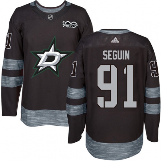 Men's Adidas Dallas Stars 91 Tyler Seguin Authentic Black 1917-2017 100th Anniversary NHL Jersey