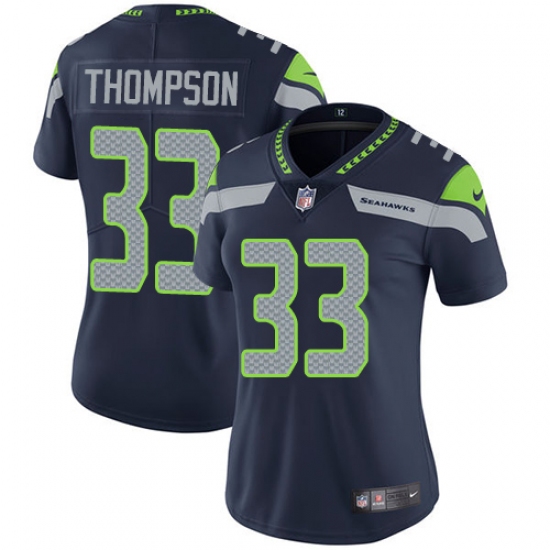Women's Nike Seattle Seahawks 33 Tedric Thompson Elite Steel Blue Team Color NFL Jersey
