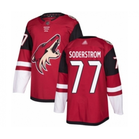 Youth Arizona Coyotes 77 Victor Soderstrom Authentic Burgundy Red Home Hockey Jersey