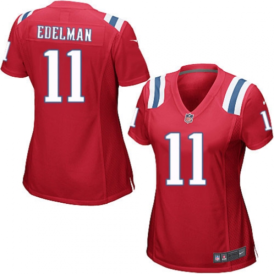 Women's Nike New England Patriots 11 Julian Edelman Game Red Alternate NFL Jersey