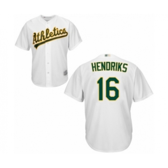 Youth Oakland Athletics 16 Liam Hendriks Replica White Home Cool Base Baseball Jersey