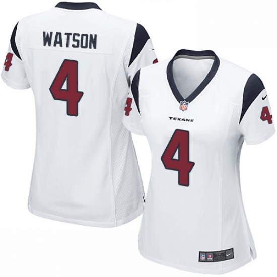 Women's Nike Houston Texans 4 Deshaun Watson Game White NFL Jersey