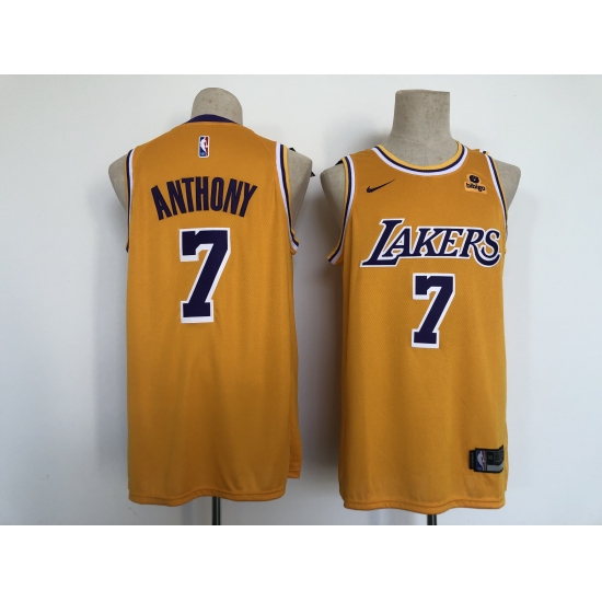 Men's Los Angeles Lakers 7 Carmelo Anthony Yellow Stitched Basketball Jersey