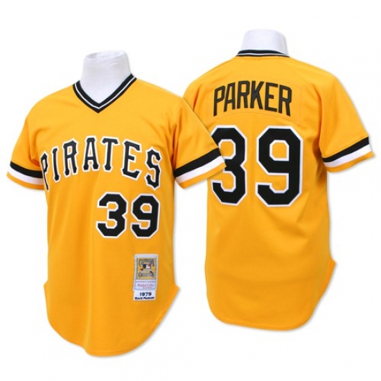 Men's Mitchell and Ness Pittsburgh Pirates 39 Dave Parker Authentic Gold Throwback MLB Jersey