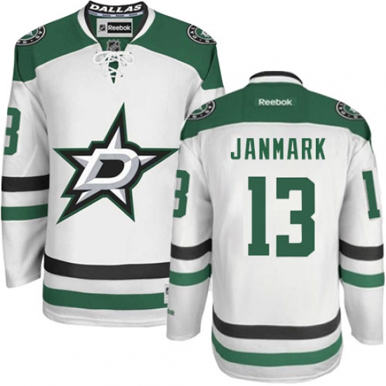 Men's Reebok Dallas Stars 13 Mattias Janmark Authentic White Away NHL Jersey