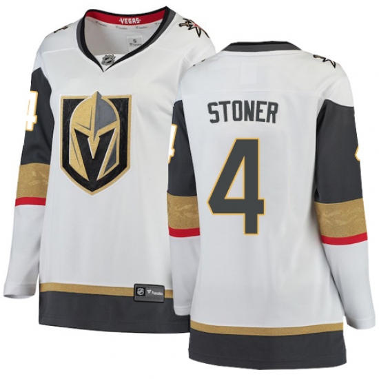 Women's Vegas Golden Knights 4 Clayton Stoner Authentic White Away Fanatics Branded Breakaway NHL Jersey