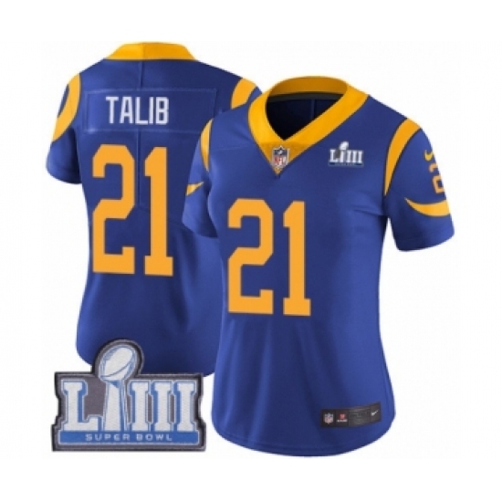 Women's Nike Los Angeles Rams 21 Aqib Talib Royal Blue Alternate Vapor Untouchable Limited Player Super Bowl LIII Bound NFL Jersey