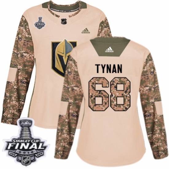 Women's Adidas Vegas Golden Knights 68 T.J. Tynan Authentic Camo Veterans Day Practice 2018 Stanley Cup Final NHL Jersey