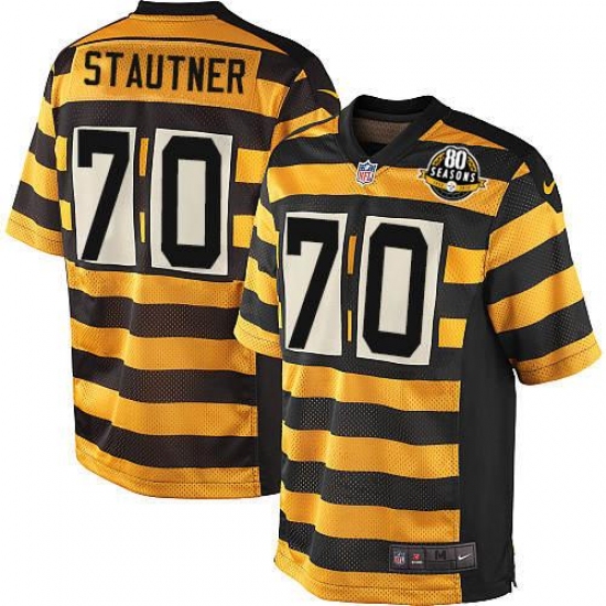 Men's Nike Pittsburgh Steelers 70 Ernie Stautner Elite Yellow/Black Alternate 80TH Anniversary Throwback NFL Jersey