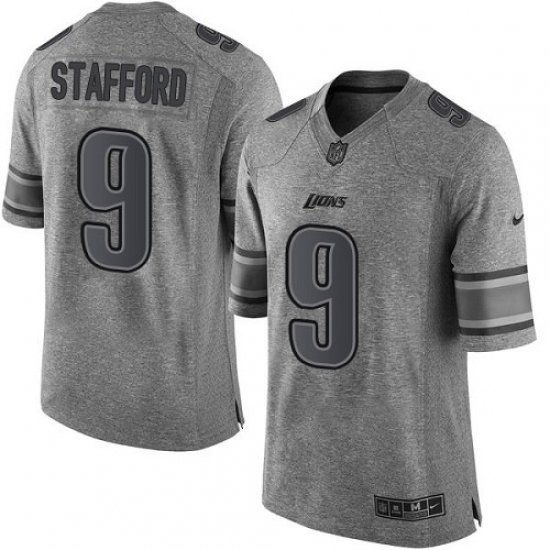 Men's Nike Detroit Lions 9 Matthew Stafford Limited Gray Gridiron NFL Jersey