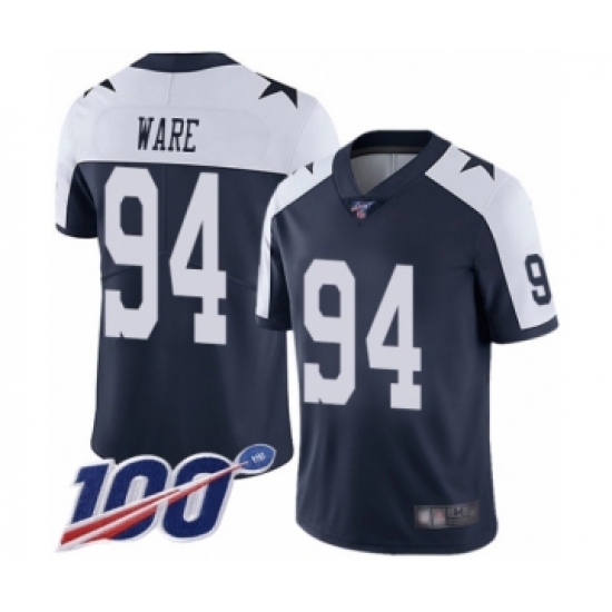 Men's Dallas Cowboys 94 DeMarcus Ware Navy Blue Throwback Alternate Vapor Untouchable Limited Player 100th Season Football Jersey