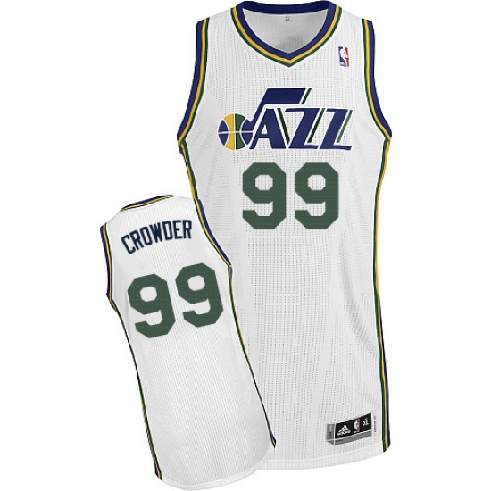 Women's Adidas Utah Jazz 99 Jae Crowder Authentic White Home NBA Jersey